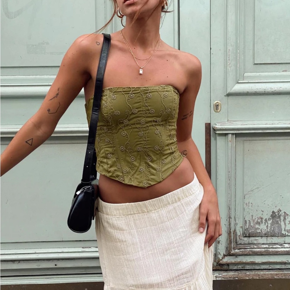 Princess Polly Olive Green Strapless Top